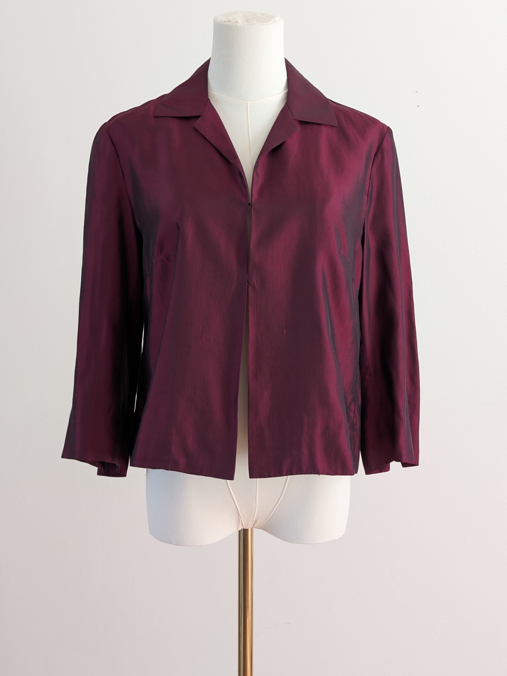 August Silk Silk Blend Shirt Blazer Top - S